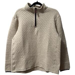 J Crew Men’s Oatmeal Quilted Diamond Quarter Zip Pullover Long Sleeve Size L